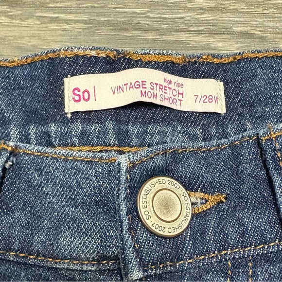 SO Dark Blue Distressed Jean Shorts - Picture 4 of 5